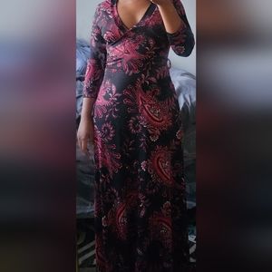 Black and Fuschia Maxi Dress